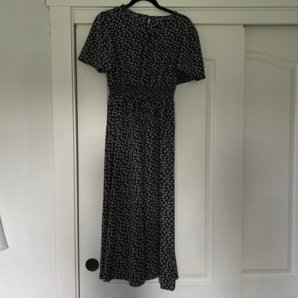 Elegant Black and White Floral Dress